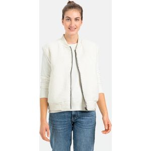 camel active Teddy vest met gebreide boorden - Maat womenswear-S - Offwhite