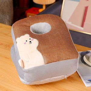 Bureau dutje kussen bureau kussen cartoon stijl ademend rotan mat katoen dutje slaapkussen voor kantoor slaapkamer, beer