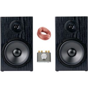 Micro-Stereo-installatie - Mini-versterker en Luidsprekerkabel - Bluetooth®-ontvanger - Jack- en USB-ingang - 80 watt - Zwart