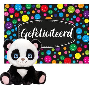 Keel toys - Cadeaukaart A5 Gefeliciteerd met superzacht knuffeldier panda beer 25 cm