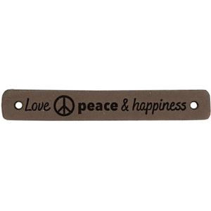 Leren Label Love Peace & Happiness 7 x 1 cm - Durable - 2 stuks