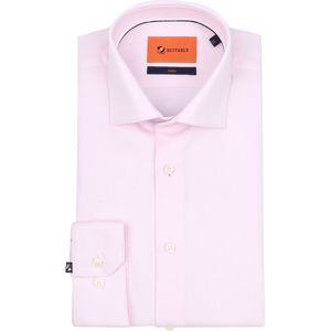 Suitable - Dobby Overhemd Roze - Heren - Maat 42 - Slim-fit