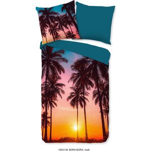 Pure Dekbedovertrek ""palmbomen en ondergaande zon"" - Multi - (200x200/220 cm) - Microfiber