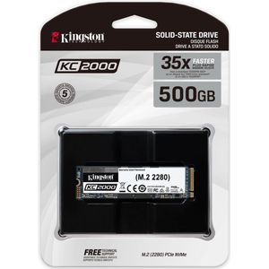 Kingston - KC2000 - SSD - 500 GB - NVMe PCIe, 3200/2200MB/s, 256-bit AES Versleuteling