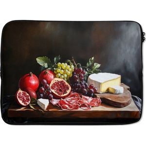 Laptophoes 13 inch - Borrelplank - Stilleven - Vintage - Laptop sleeve - Binnenmaat 32x22,5 cm - Zwarte achterkant