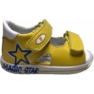 Falcotto velcro blauwe ster lederen sandalen Etesian Geel mt 19