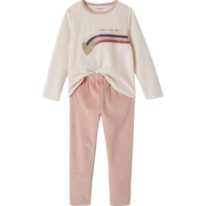 Set van 2 fluwelen meisjespyjama's - Oudroze - Love