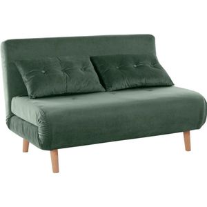Myhome - Green Sofa Bed - Velvet Velour - Uitklapbaar - 125x195 cm