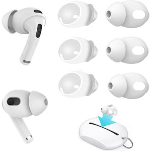 Allecto Plus - Ultradunne antislip siliconen oordopjes voor AirPods 4 - Wit met opbergtas