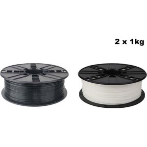 Gembird PLA Filament - 1.75mm - 1kg- Voordeelset - Zwart en Wit - 3D printer filament