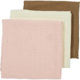 Meyco Baby Uni hydrofiele doeken - 3-pack - offwhite/soft pink/toffee - 70x70cm