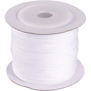 142 Yards 0.6mm Wit Gevlochten Nylon Draad - Chinese Knoopkoord Touw voor Macrame, Kumihimo, en Meer