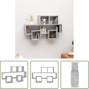 The Living Store Wandplank Auto - Hangend - Betongrijs - 82 x 15 x 51 cm - Stevig en veelzijdig - Montage vereist