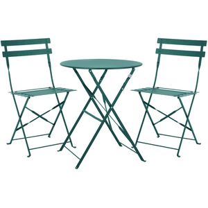 SVITA BERLIN Bistroset - Metalen Zitgroep Balkon Opvouwbare Tafel Stoelen Donkergroen
