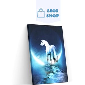 SEOS Shop ® Diamond Painting Volwassenen - Diamond Painting Kinderen - Diamond Painting Pakket Volledig - Unicorn with the Moon - 25x30 cm