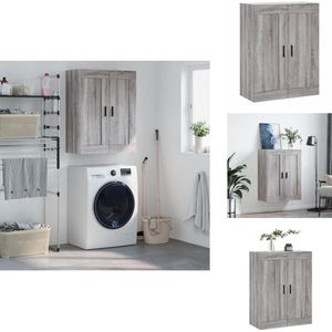 vidaXL Wandkast - Wandkasten - Hangkast - Hangende Kast - Wandkast 69,5x34x90 cm bewerkt hout grijs sonoma eikenkleurig
