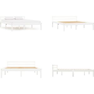 vidaXL Bedframe massief grenenhout wit 140x200 cm - Bedframe - Bedframes - Bed Frame - Bed Frames
