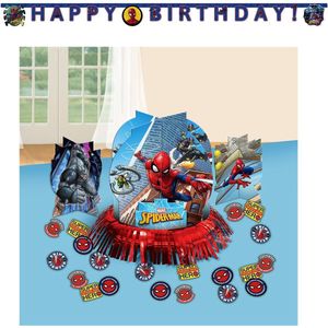 Marvel – Spiderman - Spider-Man - Superheld – Tafeldecoratie set - Happy birthday slinger - Letterbanner - Kinderfeest - Versiering - Verjaardag.
