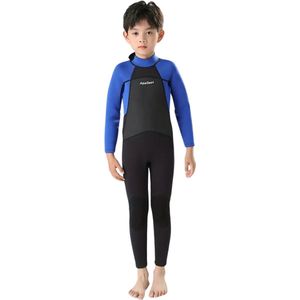 Bovista Wetsuit Kinderen - Swimsuit - Shorty - Surfpak - Duikpak - Lange Mouw - Zwemsuit - Blauw - XL