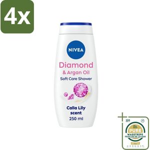 Nivea - Diamond Touch Douchegel - Sensuele Leliegeur - 250 ml - Voordeelverpakking - 4 stuks - Diamantpoeder - Witte aronskelk