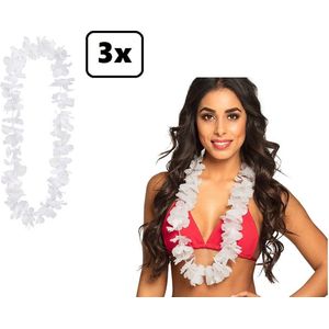 3x Hawai krans wit - Huwelijk krans hawaii slinger kleur trouwen liefde feest love thema feest pride