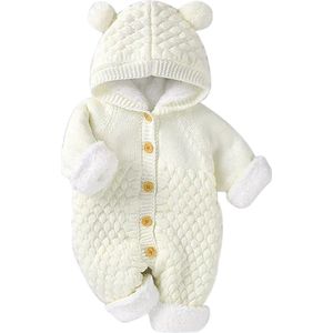 Baby Garden fijn gebreide baby winterjas - boxpak met capuchon Wit maat 68