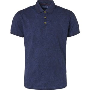 No Excess - Polo Print Donkerblauw - Modern-fit - Heren Poloshirt Maat L
