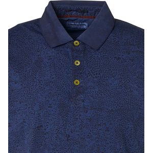 No Excess - Polo Print Donkerblauw - Modern-fit - Heren Poloshirt Maat L
