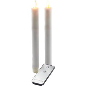 2x Witte LED kaarsen/dinerkaarsen op afstandsbediening 23 cm - LED kaarsen op batterijen