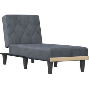 vidaXL - Chaise - longue - fluweel - donkergrijs