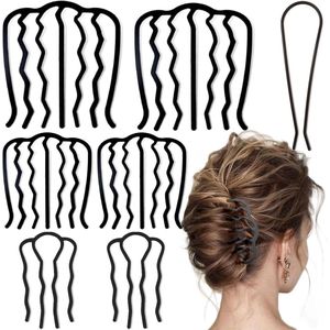 7 stuks - Metalen kam-haarklemmen - Tandklemmen - U-vormige kam - Voor opgestoken kapsels - Voor dik kamhaar - Zwart