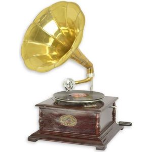 Decoratieve Grammofoon vintage - decoratief - Vierkante platenspeler Goud - Klassieke speler - 65 cm hoog