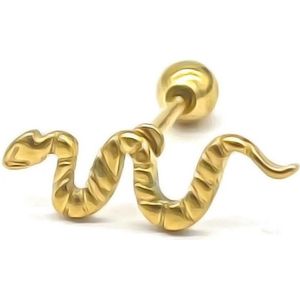 Oorpiercing Slang - Goudkleurig - Verkleurd niet - piercing snake - Damesdingetjes