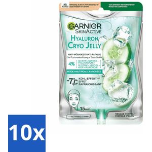 10 x Garnier - SkinActive - Cryo Jelly Gezichtsmasker - Anti-Vermoeidheid - Hyaluronzuur - 1 Gezichtsmasker - Gezichtsvermoeidheid - Verkoelend Masker - Hyaluronzuur Masker - Huidvermoeidheid - Huidverfrissing