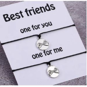 Akyol - Best Friends armband - Friendschaps armband hanger met steentjes- Zilver