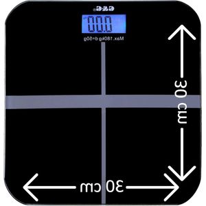 Weegschaal Digitale Personenweegschaal 180 kg-50 g Glas Schaal Zwart-Kruis