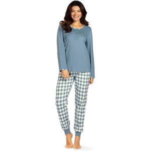 Comtessa - Dames winter pyjama - Katoen interlock - Blauw - Maat 42