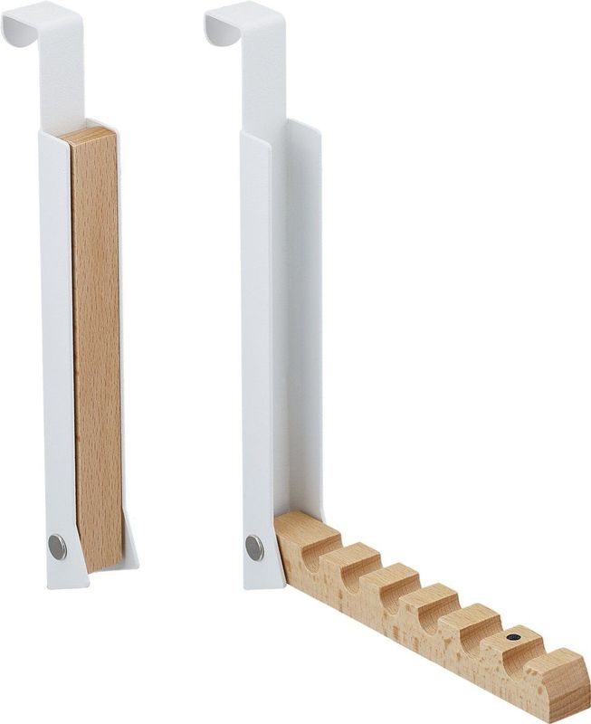 Deurhaak Set van 2 - Inklapbaar - Wit - Voor 6 Kleerhangers - Deurdiktes tot 2 cm