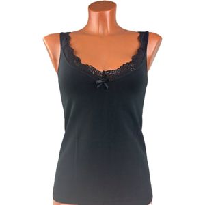 Marco Rossi - Random kant - Dameshemd kant - Onderhemd - Singlet - Katoen - Dames - Zwart - Maat M - Model 4