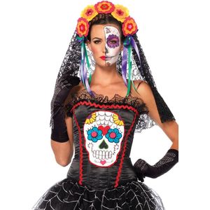 LEG-AVENUE - Dia de los Muertos - Korset - Zwart - Volwassenen Kostuums