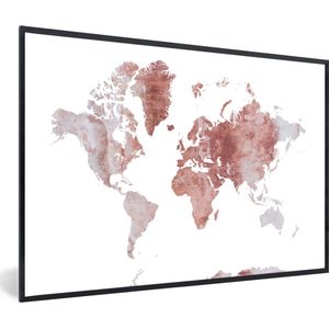 Fotolijst incl. Poster - Wereldkaart - Marmer - Rood - 30x20 cm - Posterlijst