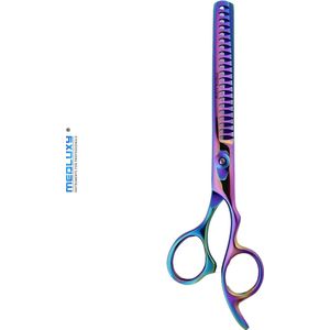 Medluxy PET - Chunker - 7 inch / 18 cm - 20 Tanden - Rechtshandig - Multi kleur [effileerschaar enkel, uitdunschaar, trimschaar, coupeschaar]