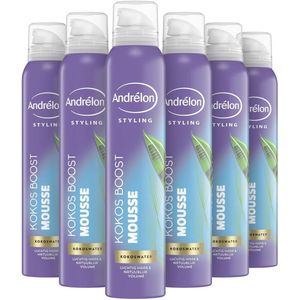 Andrélon Kokos Boost Styling Haarmousse - 6 x 200 ml - Voordeelverpakking