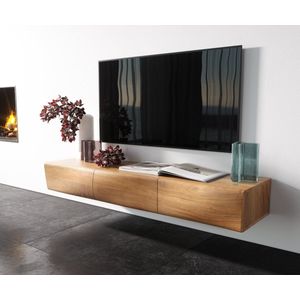 Tv-meubel New Live-Edge acacia natuur 145 cm 3 deurs zwevend Lowboard