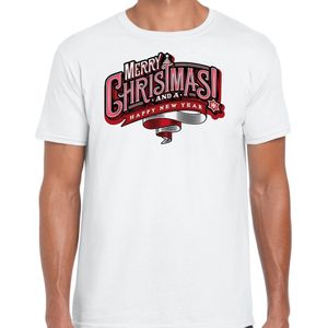 Merry Christmas Kerstshirt / Kerst t-shirt wit voor heren - Kerstkleding / Christmas outfit XXL