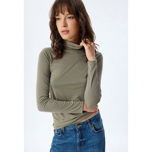 Rechte kraag Lange mouw T-shirt