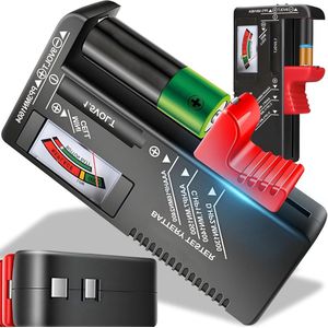 Analog Battery Tester for AAA AA CR Button Cell 1.5 V 3.7 V 9 V - Charging Status Volt Display - Multisize Battery Test Device