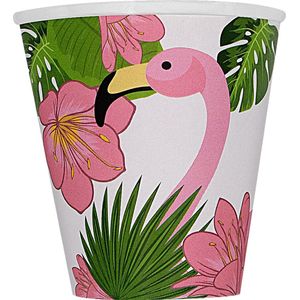 FUNIDELIA 8 Flamingo Bekers - Verjaardag versiering voor meisjes - Groen