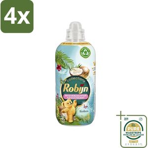 Robijn Collections - Wasverzachter - Kokos - 1,25L - 50 Wasbeurten - Voordeelverpakking - 4 stuks - Zachte was - Frisse was