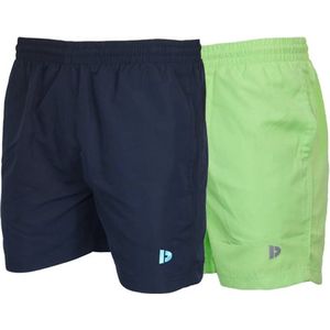 2-Pack Donnay - Sport/Zwemshort (Toon) - Sportbroek - Heren - Navy/Lemon-green (614) - maat S